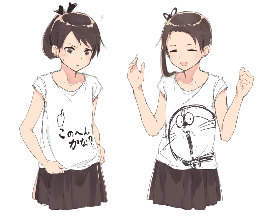 shikinami, ayanami, and doraemon (kantai collection) drawn by bullfalk