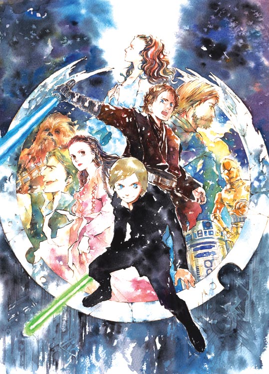 princess leia, obi-wan kenobi, anakin skywalker, luke skywalker, r2-d2, and 4 more (star wars) drawn by sugimotosan