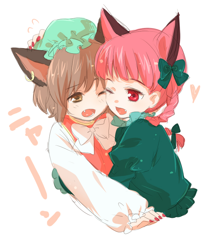 kaenbyou rin and chen (touhou) drawn by machiko_(beard)