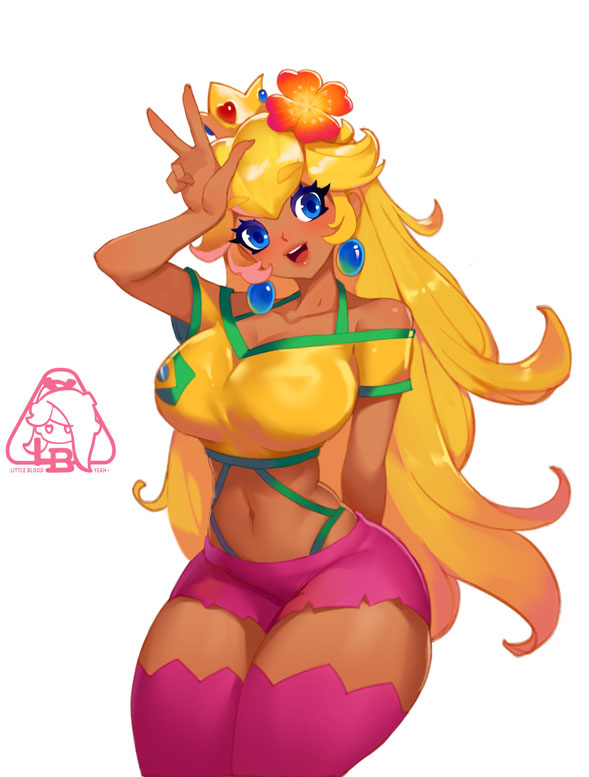 hatsune miku, princess peach, and brazilian miku (vocaloid and 1 more) drawn by little123blood