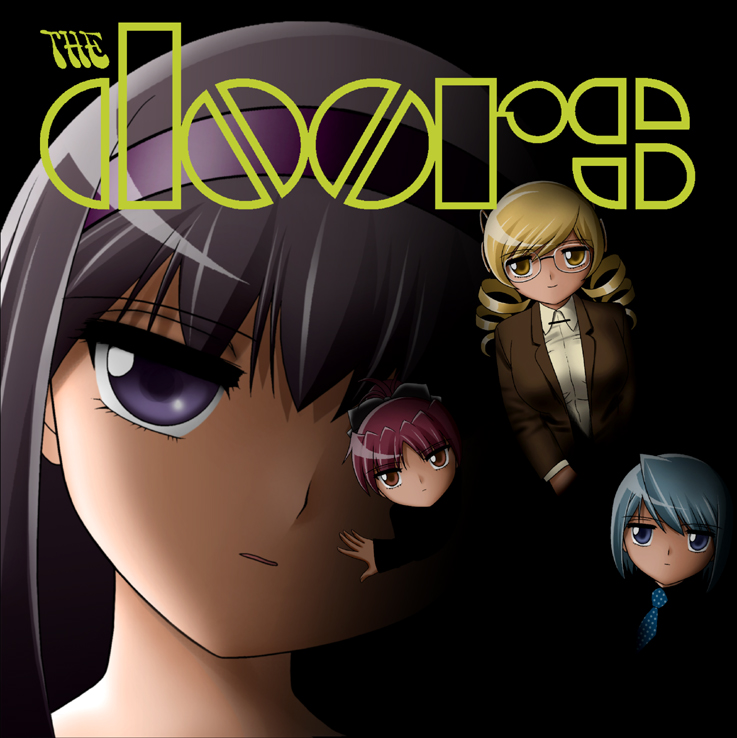 akemi homura, miki sayaka, sakura kyoko, tomoe mami, jim morrison, and 3 more (mahou shoujo madoka magica and 1 more) drawn by shingyouji_tatsuya