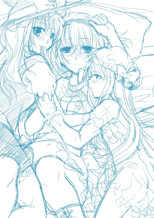 kirisame marisa, alice margatroid, and patchouli knowledge (touhou) drawn by ainili