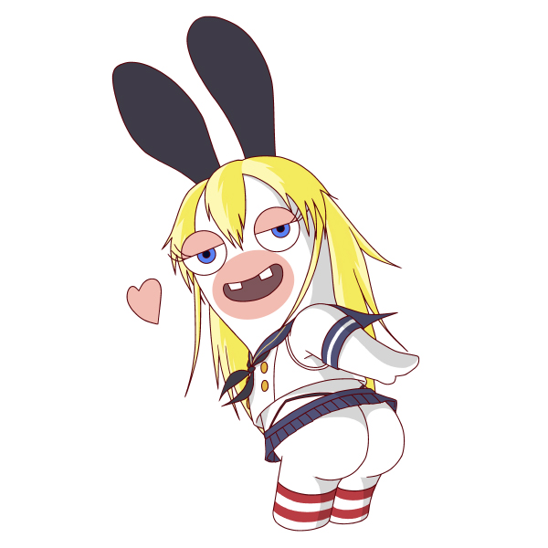 shimakaze and rabbid (kantai collection and 1 more) drawn by ray_k