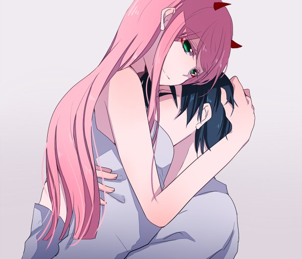 zero two and hiro (darling in the franxx) drawn by lvl_lul