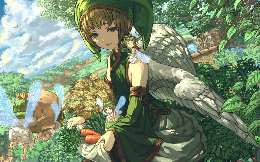 kumiromi of harvest and cute fairy (elona) drawn by harusame_(rueken)