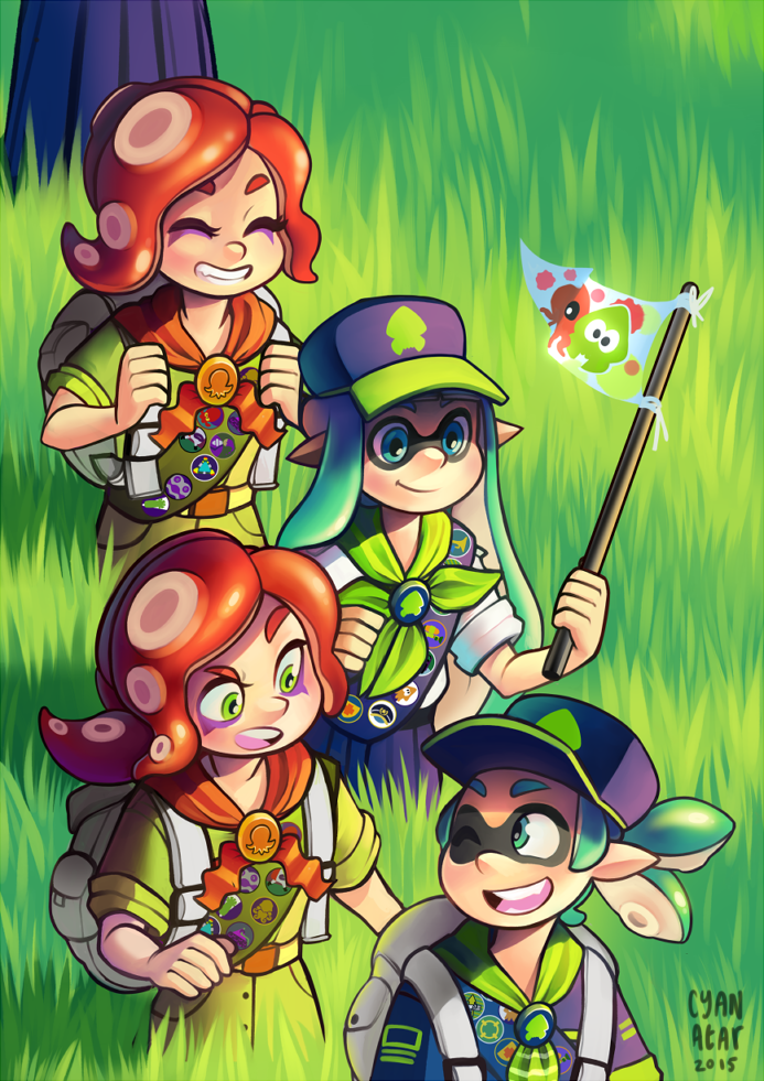 inkling player character, inkling girl, inkling boy, and takozonesu (splatoon and 1 more) drawn by jenna_brown