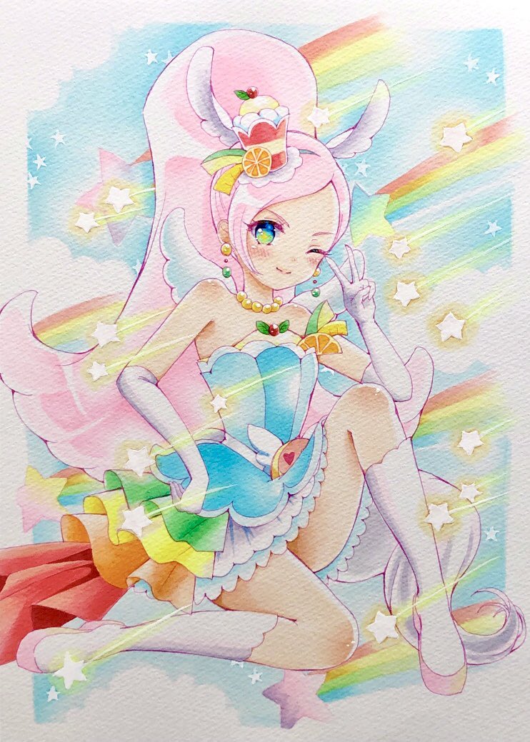 kirahoshi ciel and cure parfait (precure and 1 more) drawn by lilylily0601