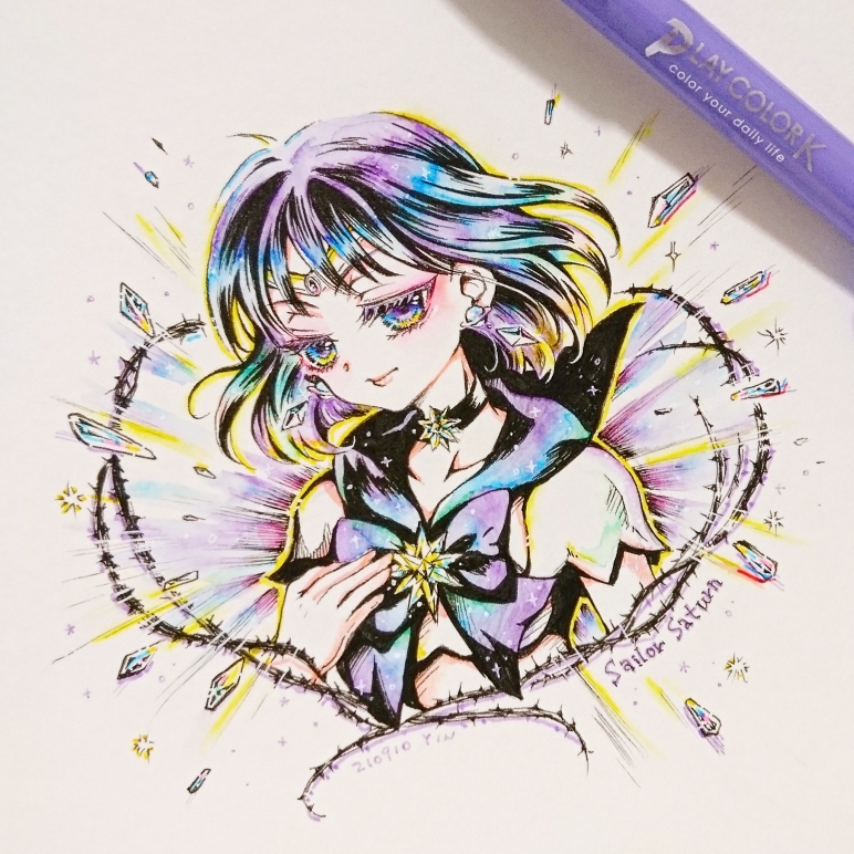 tomoe hotaru and sailor saturn (bishoujo senshi sailor moon) drawn by hidaka_yin