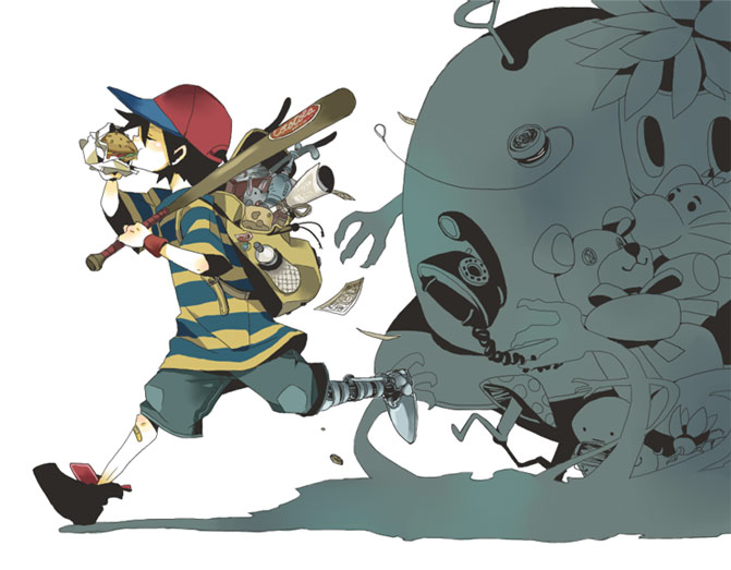 ness, doseisan, ramblin' evil mushroom, teddy bear, and dungeon man (mother and 1 more) drawn by cheavy
