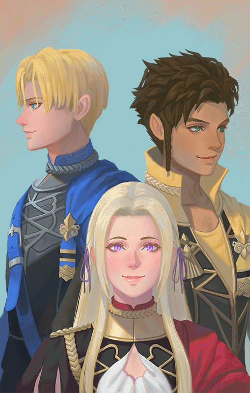 edelgard von hresvelg, dimitri alexandre blaiddyd, and claude von riegan (fire emblem and 1 more) drawn by yagaminoue