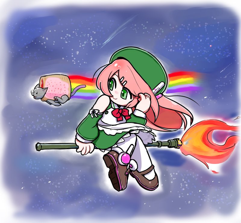 momone momo and nyan cat (utau and 1 more) drawn by saruyama_ushirou