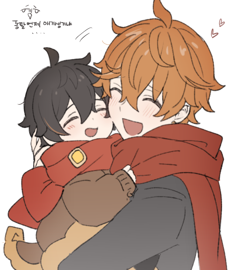 zhongli and tartaglia (genshin impact) drawn by marimo_jh
