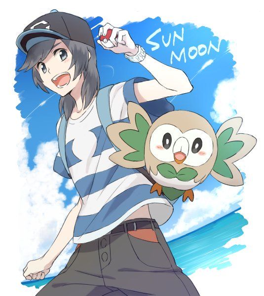 rowlet and elio (pokemon and 1 more) drawn by yairo_(sik_s4)