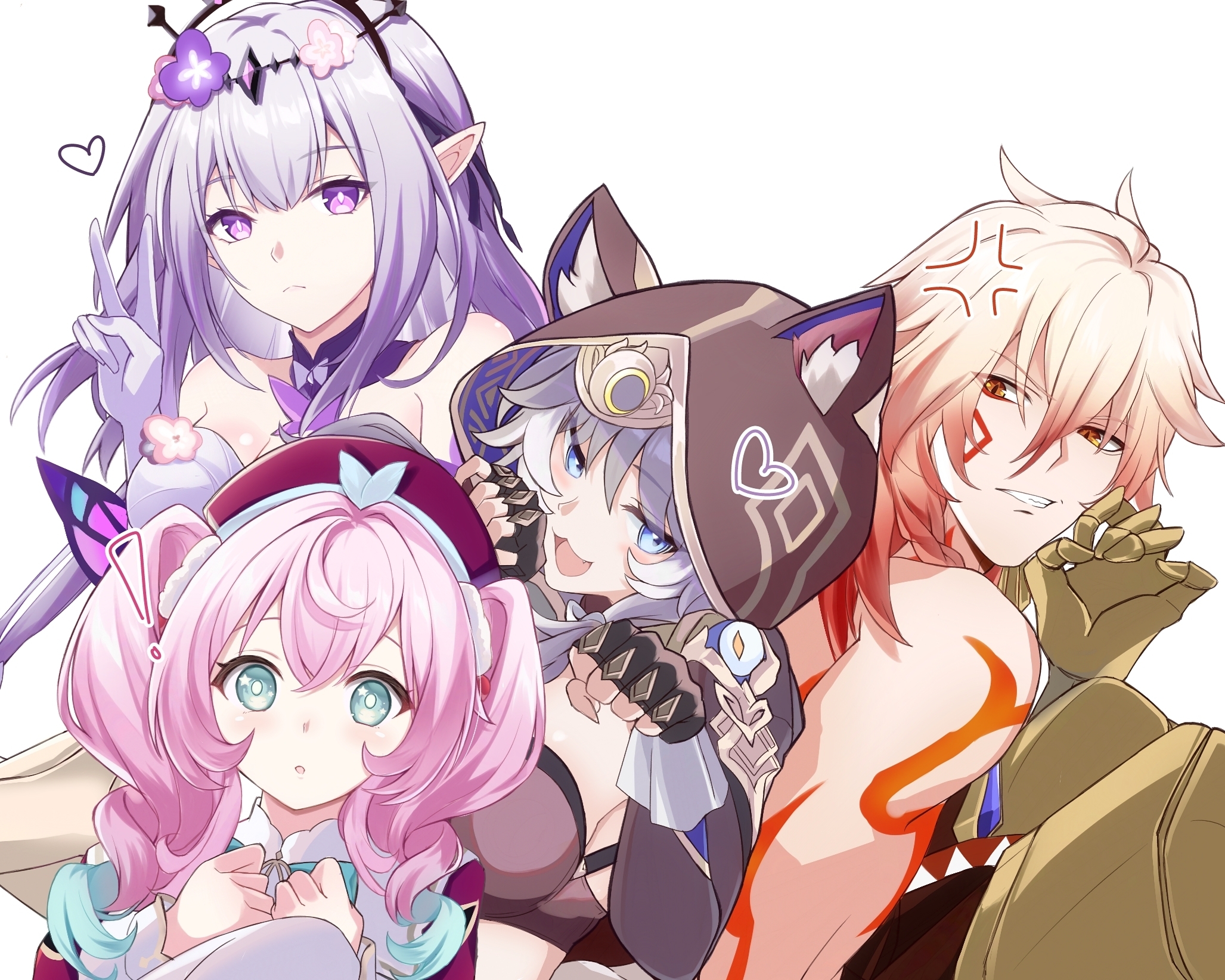 mydei, castorice, cipher, and hyacine (honkai and 1 more) drawn by
