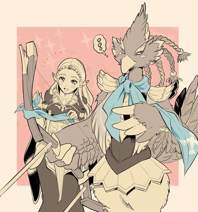 princess zelda and revali (the legend of zelda and 1 more) drawn by naname728
