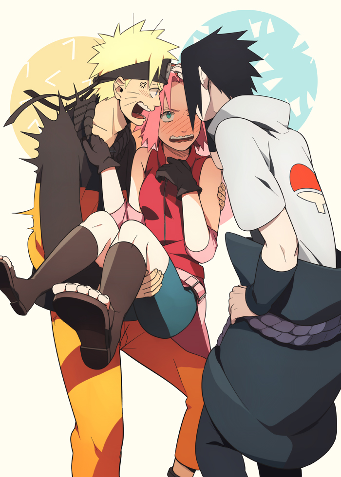 haruno sakura, uzumaki naruto, and uchiha sasuke (naruto and 1 more) drawn by oba-min