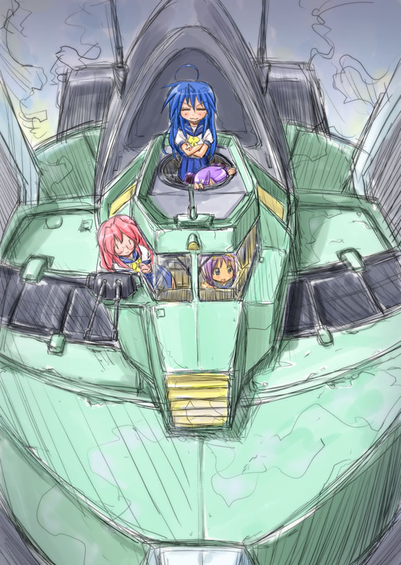 hiiragi kagami, izumi konata, hiiragi tsukasa, takara miyuki, and walker gallia (lucky star and 1 more)