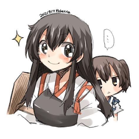 kaga and akagi (kantai collection) drawn by rebecca_(keinelove)