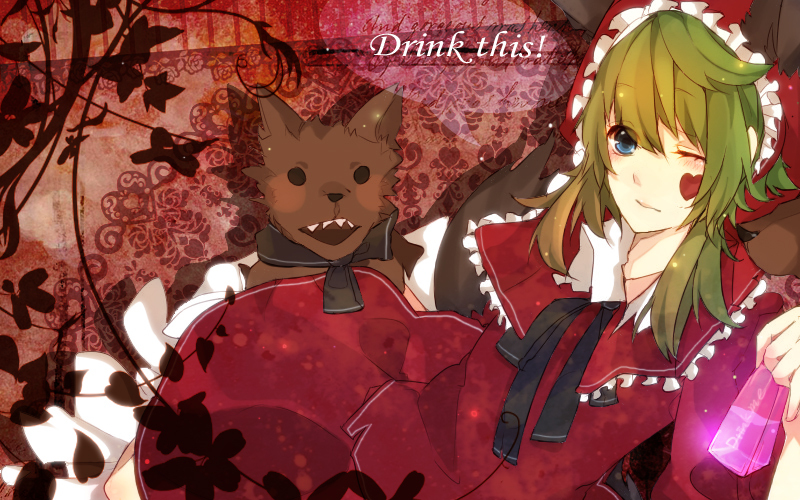 gumi and little red riding hood (vocaloid and 1 more) drawn by hiiro