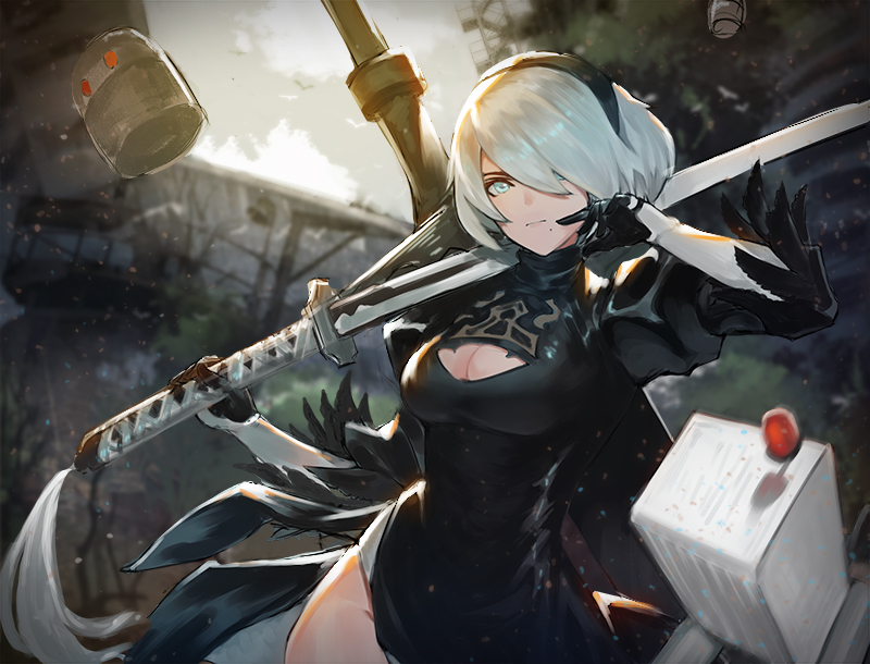 2b (nier and 1 more) drawn by xleontan