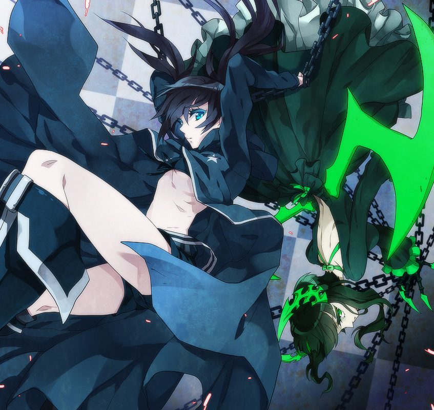 black rock shooter and dead master (black rock shooter) drawn by taiki_miyu