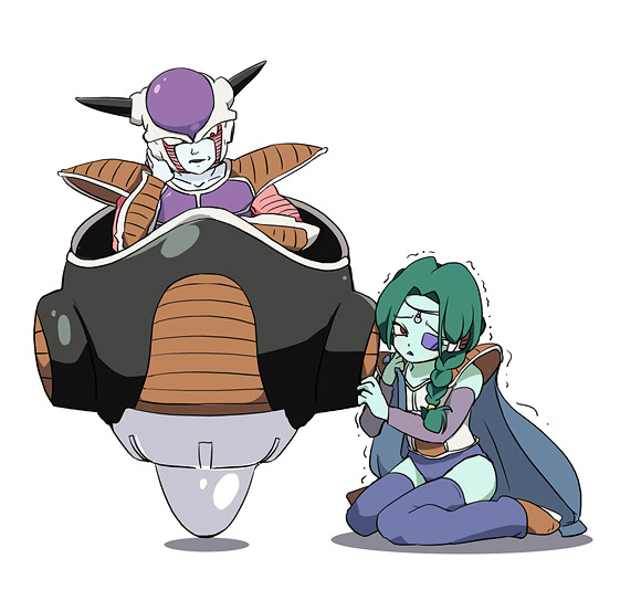 frieza, 1st form frieza, and zarbon (dragon ball and 1 more) drawn by ixy