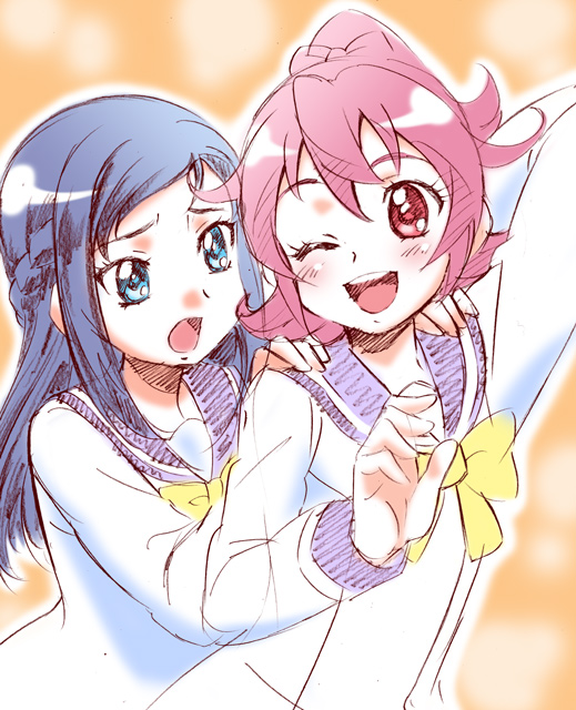 hishikawa rikka and aida mana (precure and 1 more) drawn by hikari_(mitsu_honey)