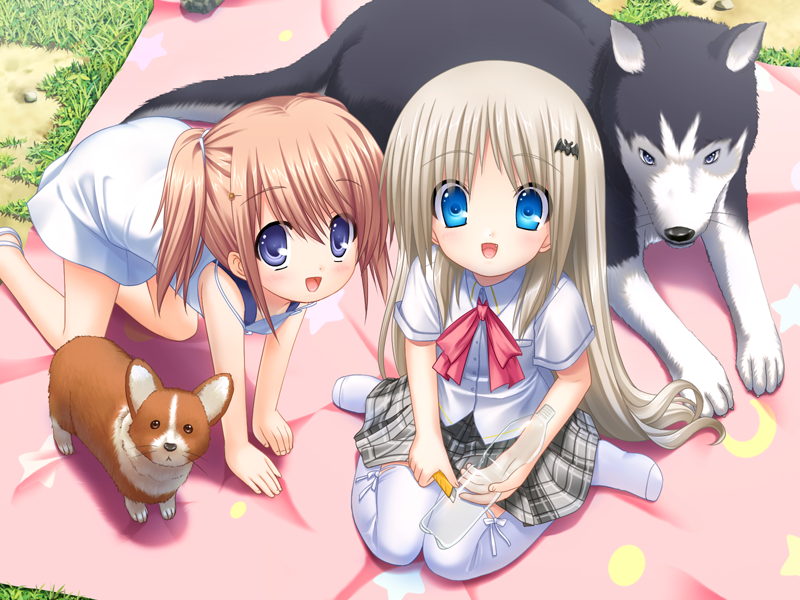 noumi kudryavka, strelka, and arizuki shiina (little busters! and 1 more) drawn by na-ga