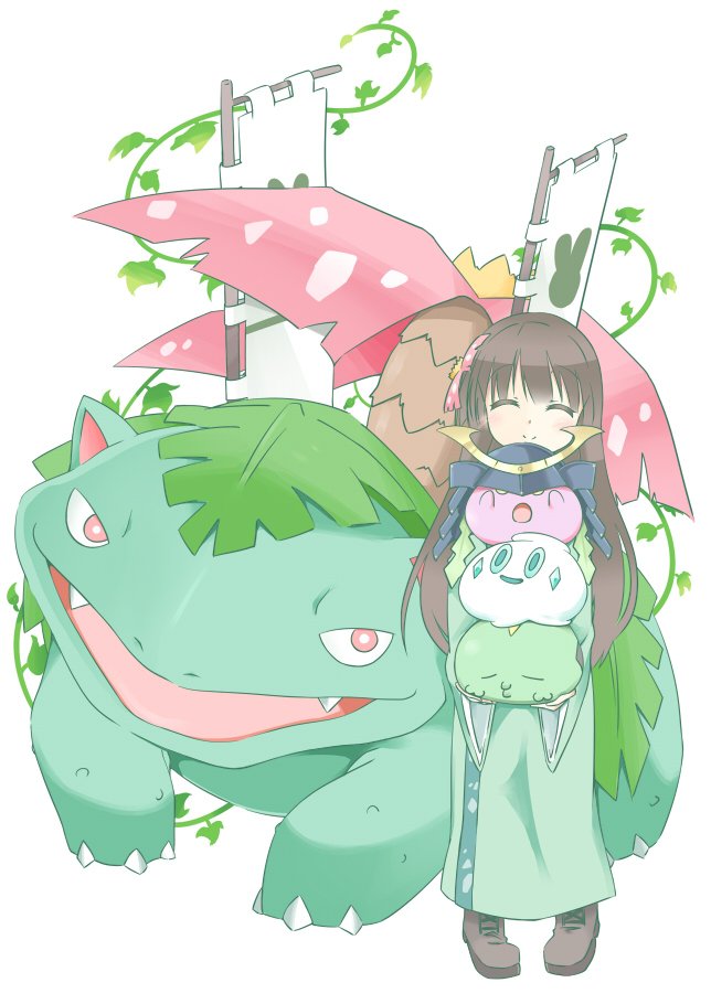 ujimatsu chiya, venusaur, hoppip, vanillite, and gulpin (pokemon and 1 more) drawn by hetareeji