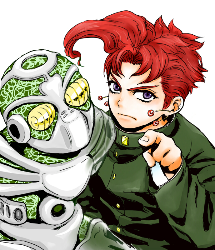 kakyoin noriaki and hierophant green (jojo no kimyou na bouken and 1 more) drawn by amaiyu_(rewrite1)