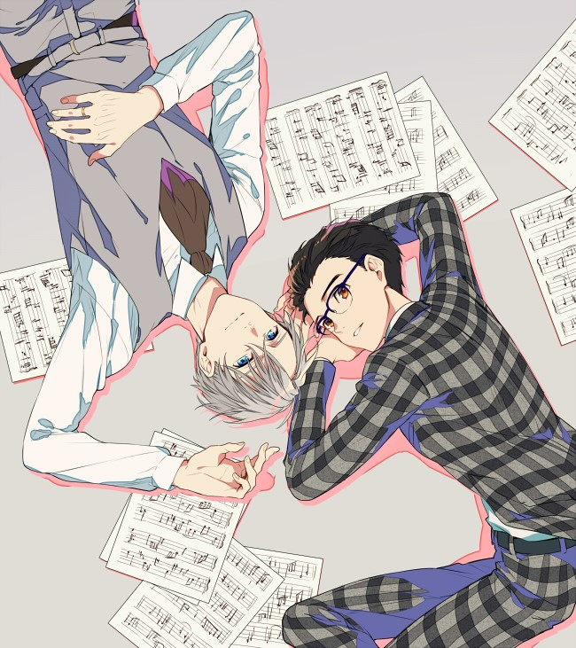 katsuki yuuri and viktor nikiforov (yuri!!! on ice) drawn by kuroemon