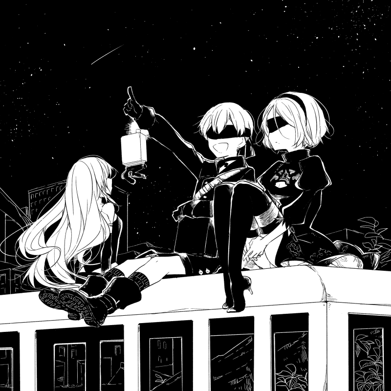 2b, 9s, pod, and a2 (nier and 1 more) drawn by hami_(lvct)