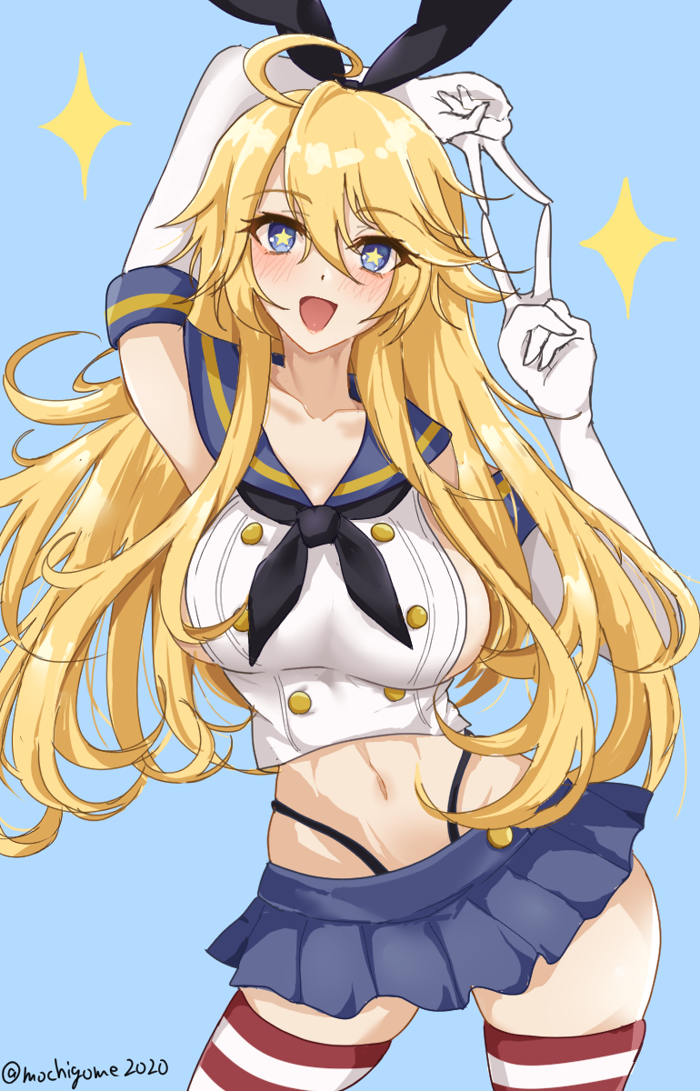 shimakaze and iowa (kantai collection) drawn by chamumi_(mochiumee)
