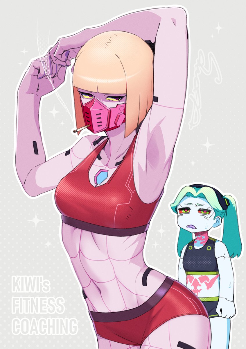rebecca and kiwi (cyberpunk and 1 more) drawn by sawasa