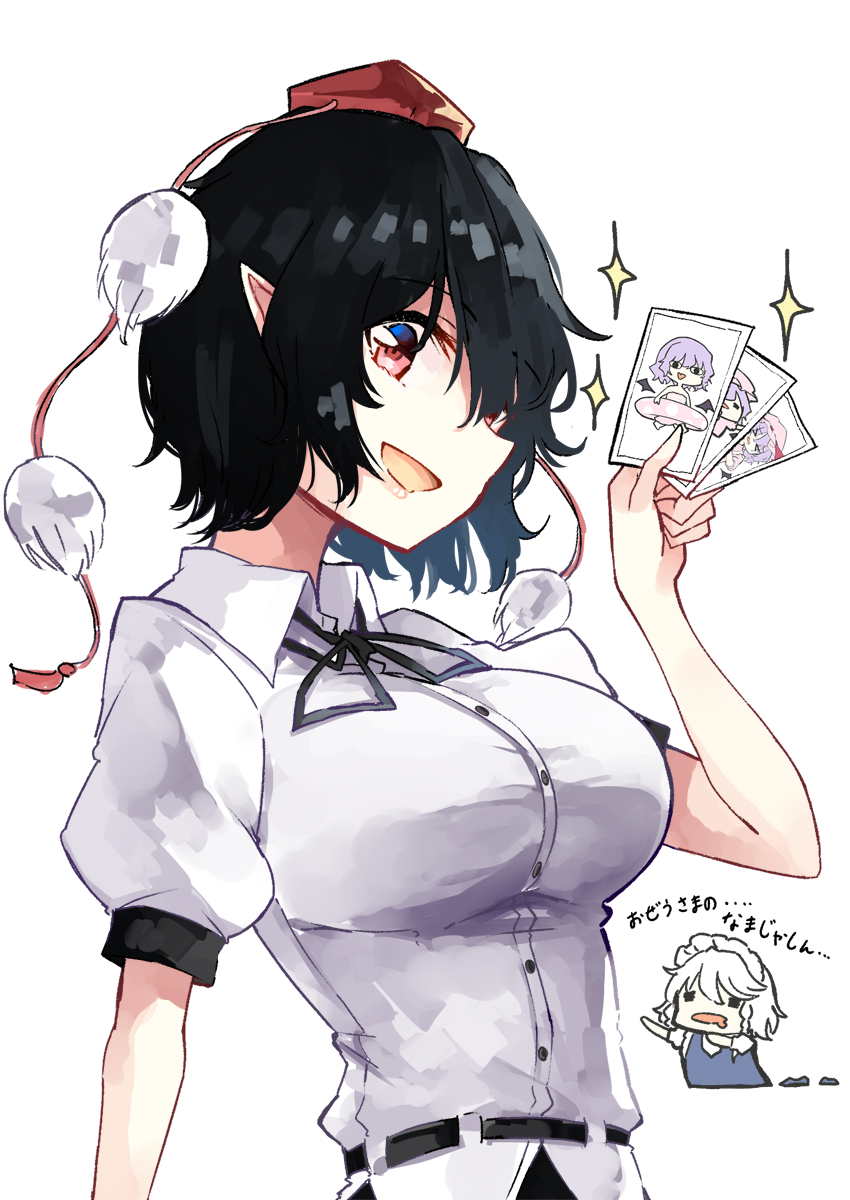 remilia scarlet, izayoi sakuya, and shameimaru aya (touhou) drawn by deetamu