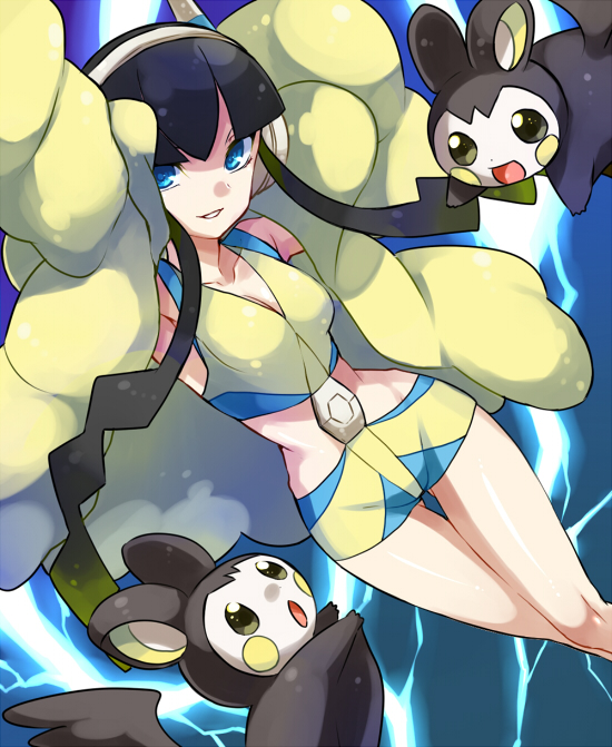 elesa and emolga (pokemon and 1 more) drawn by irouha