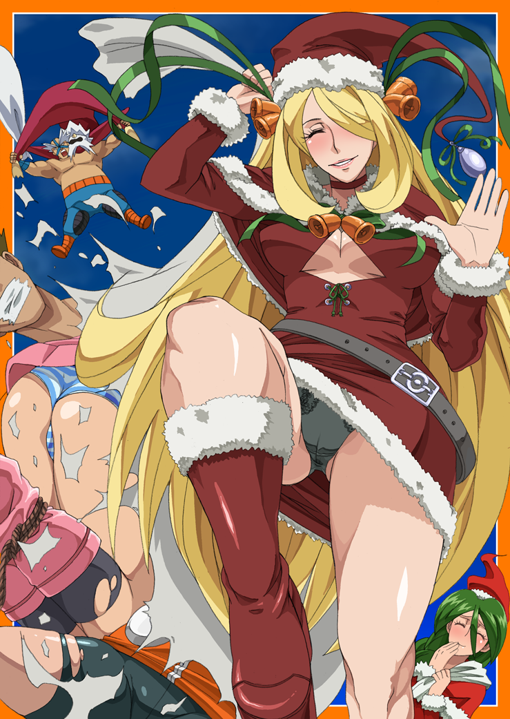 dawn, may, cynthia, brock, delibird, and 2 more (pokemon and 3 more) drawn by jaga_note