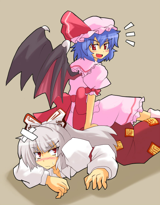 remilia scarlet and fujiwara no mokou (touhou) drawn by harukatron