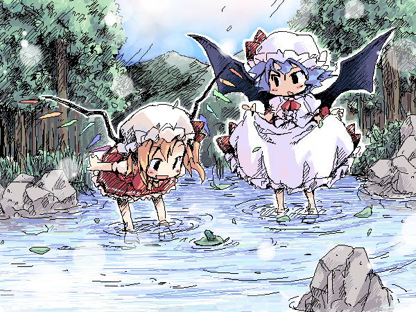 remilia scarlet and flandre scarlet (touhou) drawn by ham_(points)
