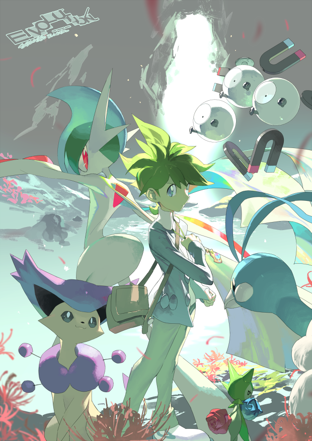 gallade, altaria, wally, roselia, mega gallade, and 2 more (pokemon and 1 more) drawn by e_volution