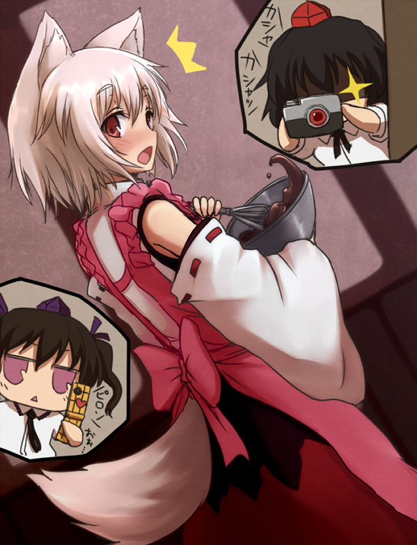 shameimaru aya, inubashiri momiji, and himekaidou hatate (touhou) drawn by negija