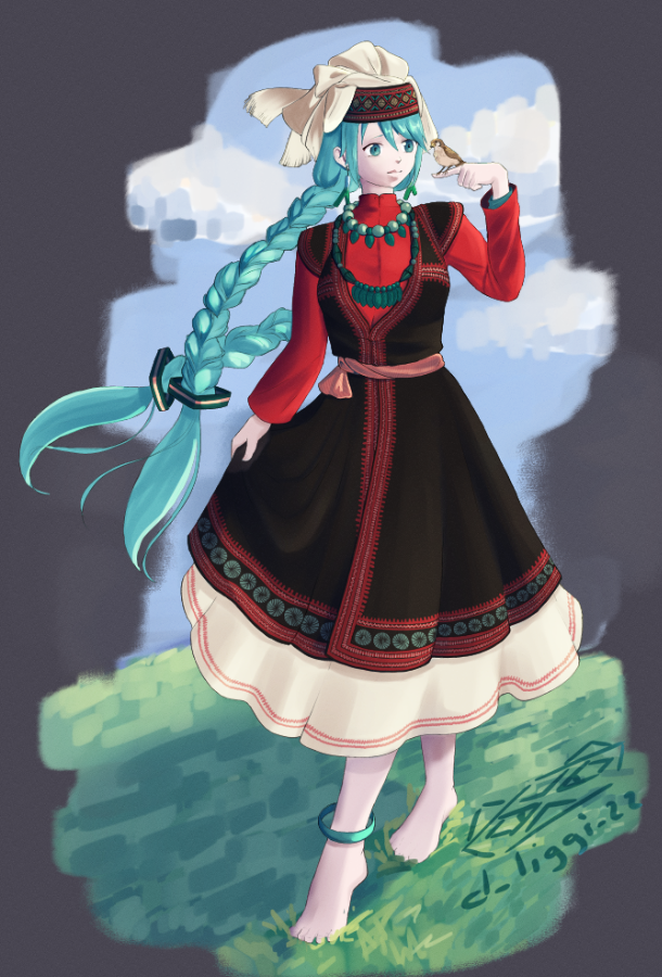 hatsune miku and amir halgal (vocaloid and 1 more) drawn by d_liggi_22