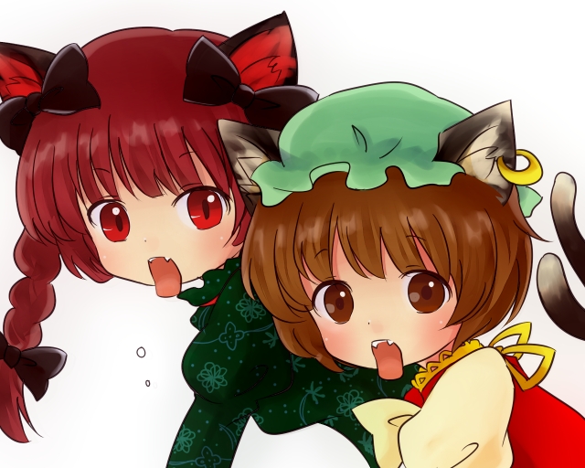 kaenbyou rin and chen (touhou) drawn by tona_(nekotte)