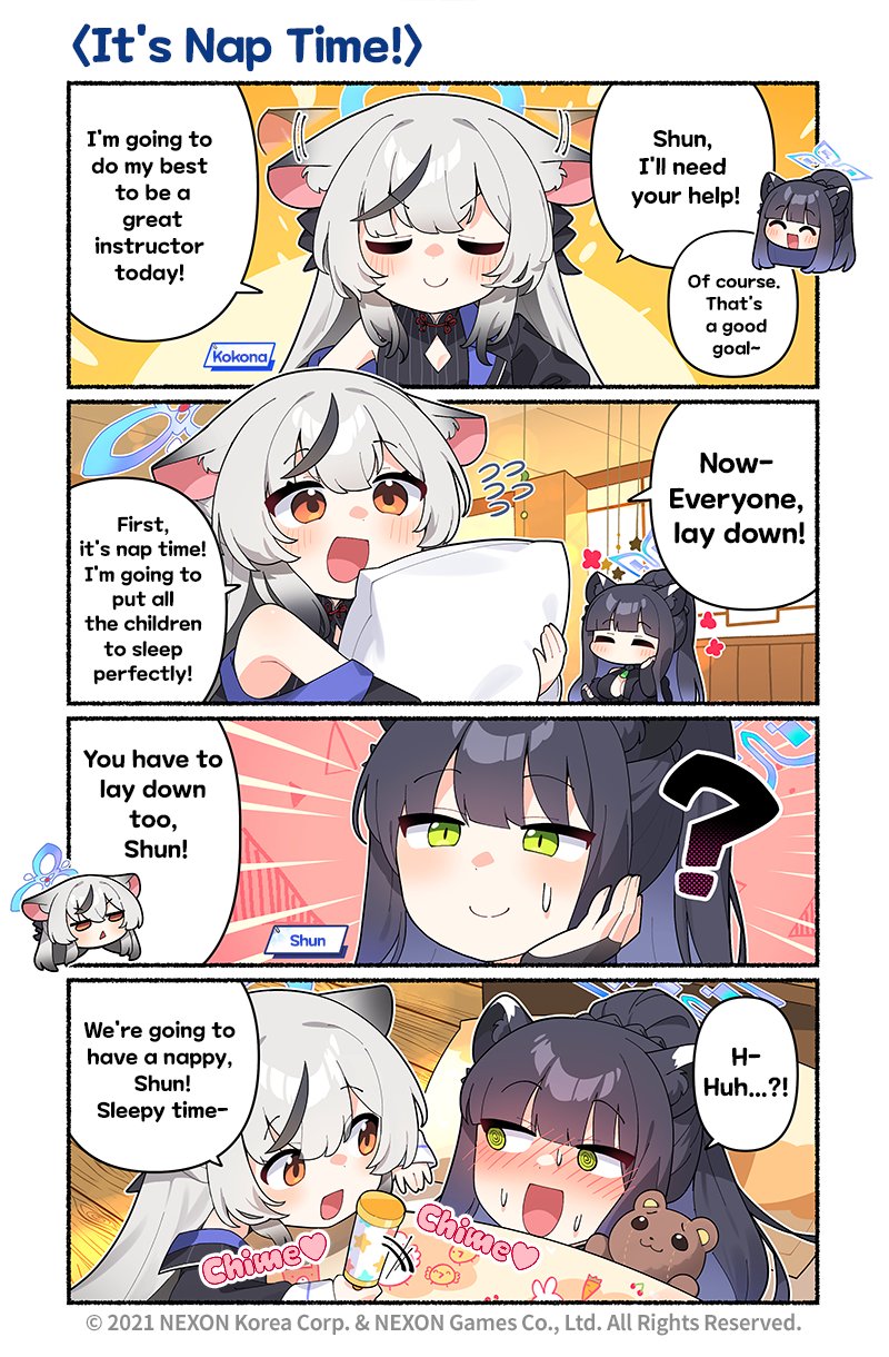 kokona and shun (blue archive) drawn by donmin_h