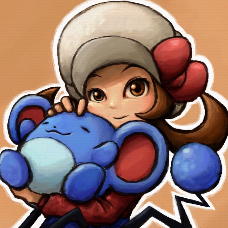 lyra and marill (pokemon and 1 more) drawn by hunger