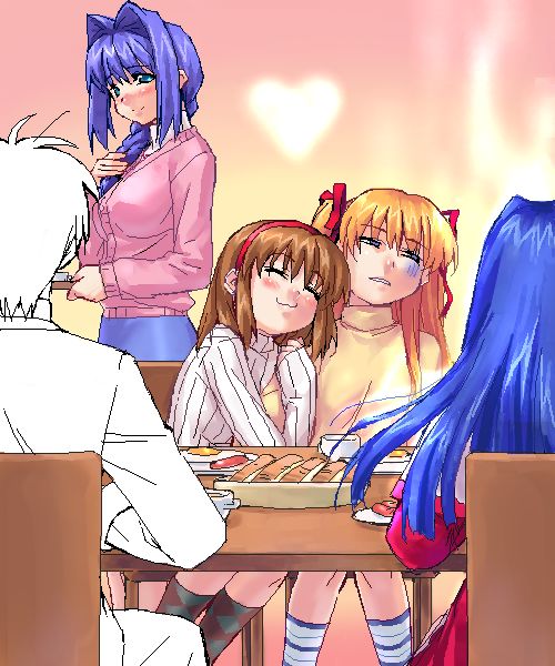 tsukimiya ayu, minase nayuki, minase akiko, sawatari makoto, and aizawa yuuichi (kanon) drawn by zen_(kamuro)
