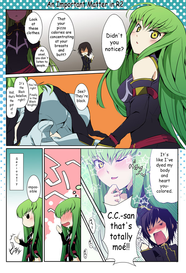 c.c. and lelouch vi britannia (code geass) drawn by okiura