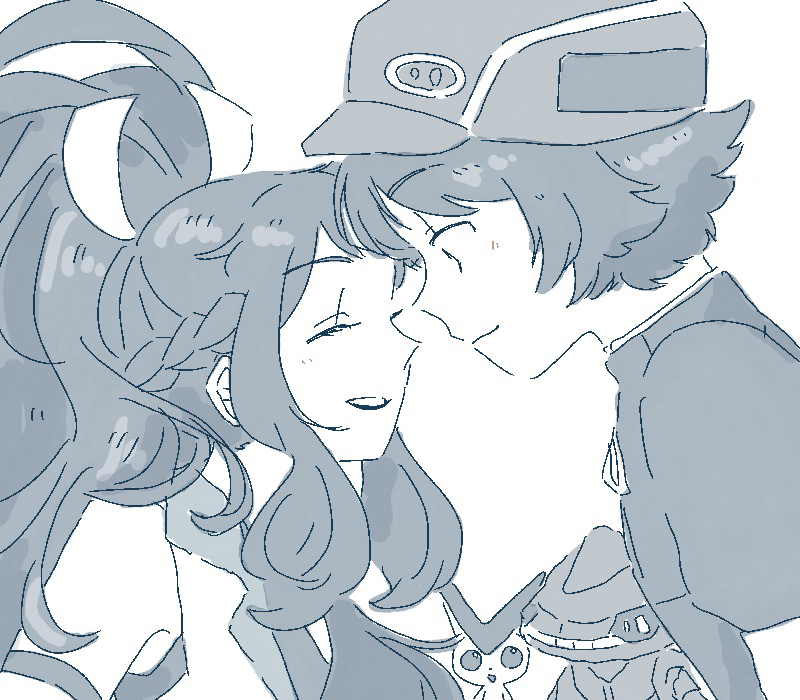 hilda, hilbert, victini, and genesect (pokemon and 1 more) drawn by gajira_07