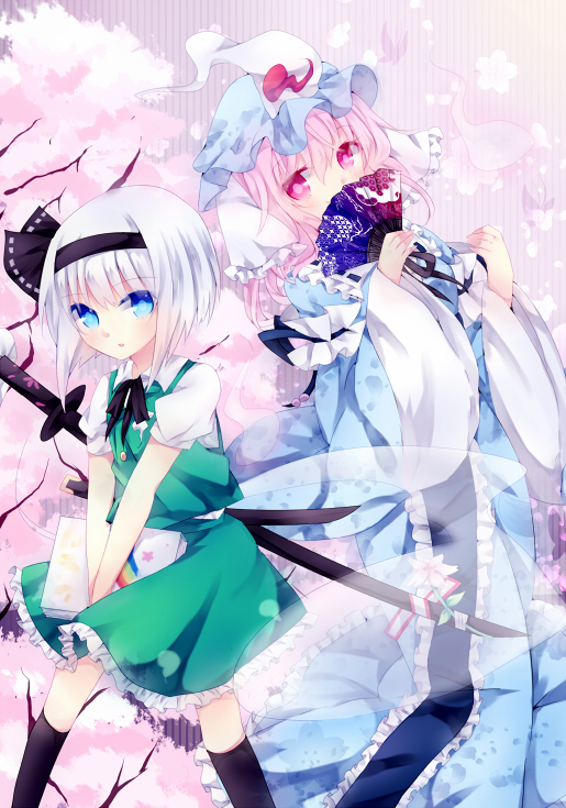 konpaku youmu and saigyouji yuyuko (touhou) drawn by nonaka