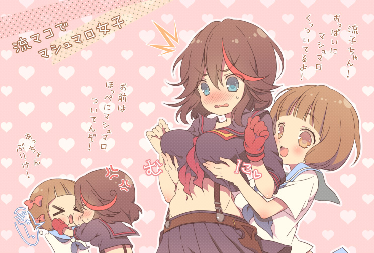 matoi ryuuko, senketsu, and mankanshoku mako (kill la kill) drawn by march-bunny